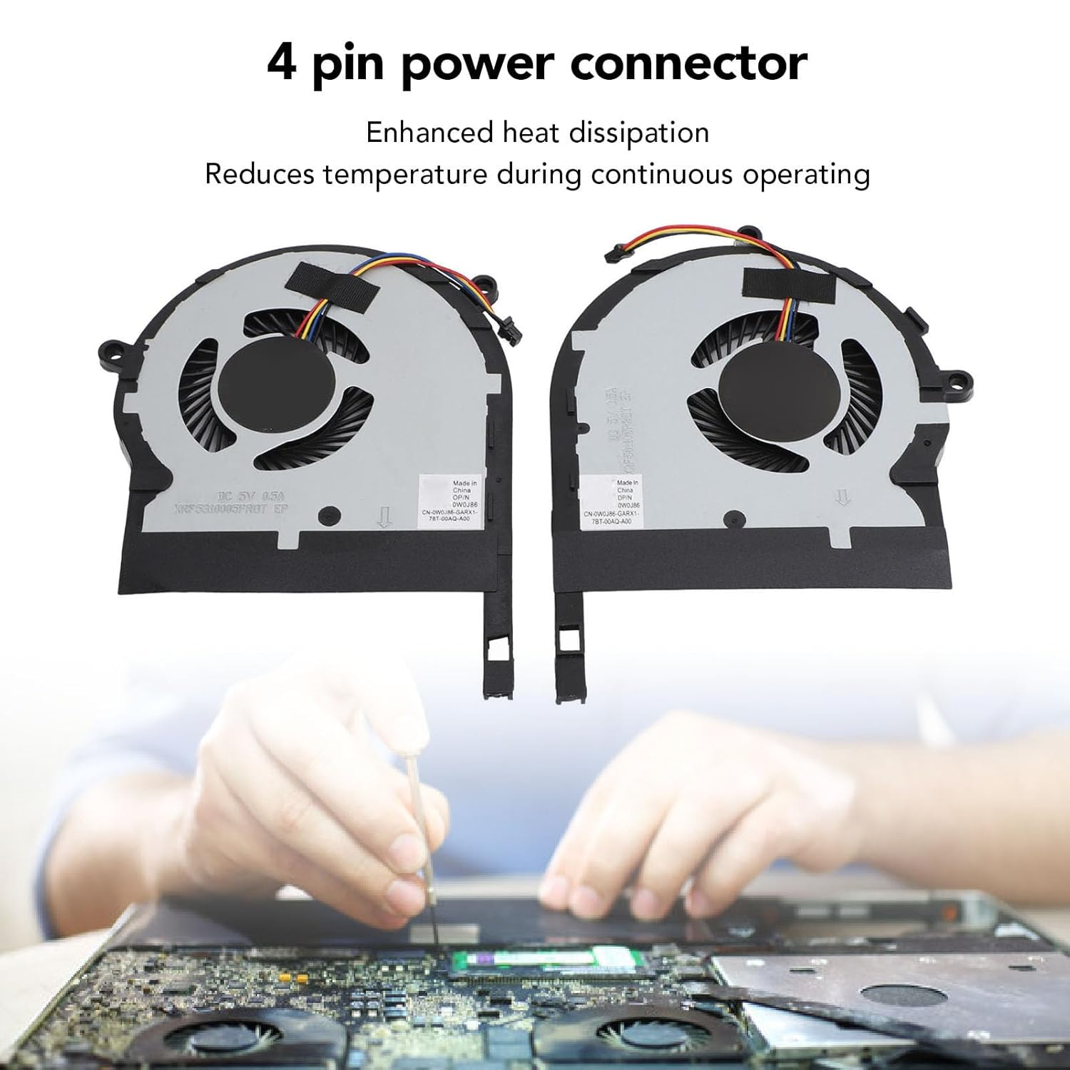 Laptop Cooling Fan Replacement for FX504 FX504GD FX504GE FX80GD, Laptop Internal CPU GPU Fan with Repair Tool, Aluminum Alloy Laptop Cooler Fan Repair Accessories image number 2