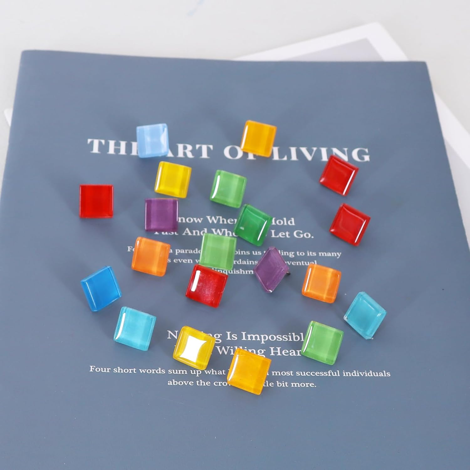 Vuzvuv Acrylic Colorful Square Decorative Push Pins for Bulletin Cork Board,Cute Thumbtacks Small Tile Pins for Home School, Office(30 Pcs) - Gold Heart image number 5