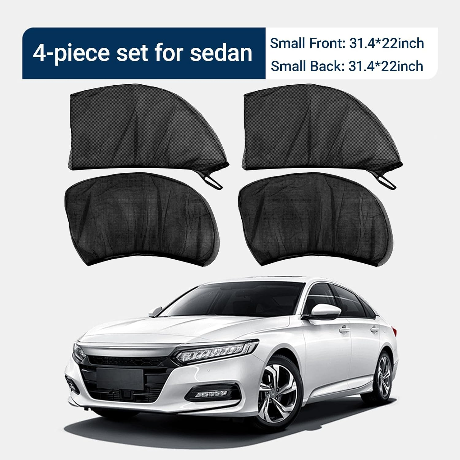 4 Pack Car Sun Shade for Side Windows - Stretchy Mesh Car Window Shade with Storage Bag, Mosquito Net Cover Fit Cars/Suvs, Top Car Essentials & Baby Essentials, Perfect Car Window Shade for Baby image number 3