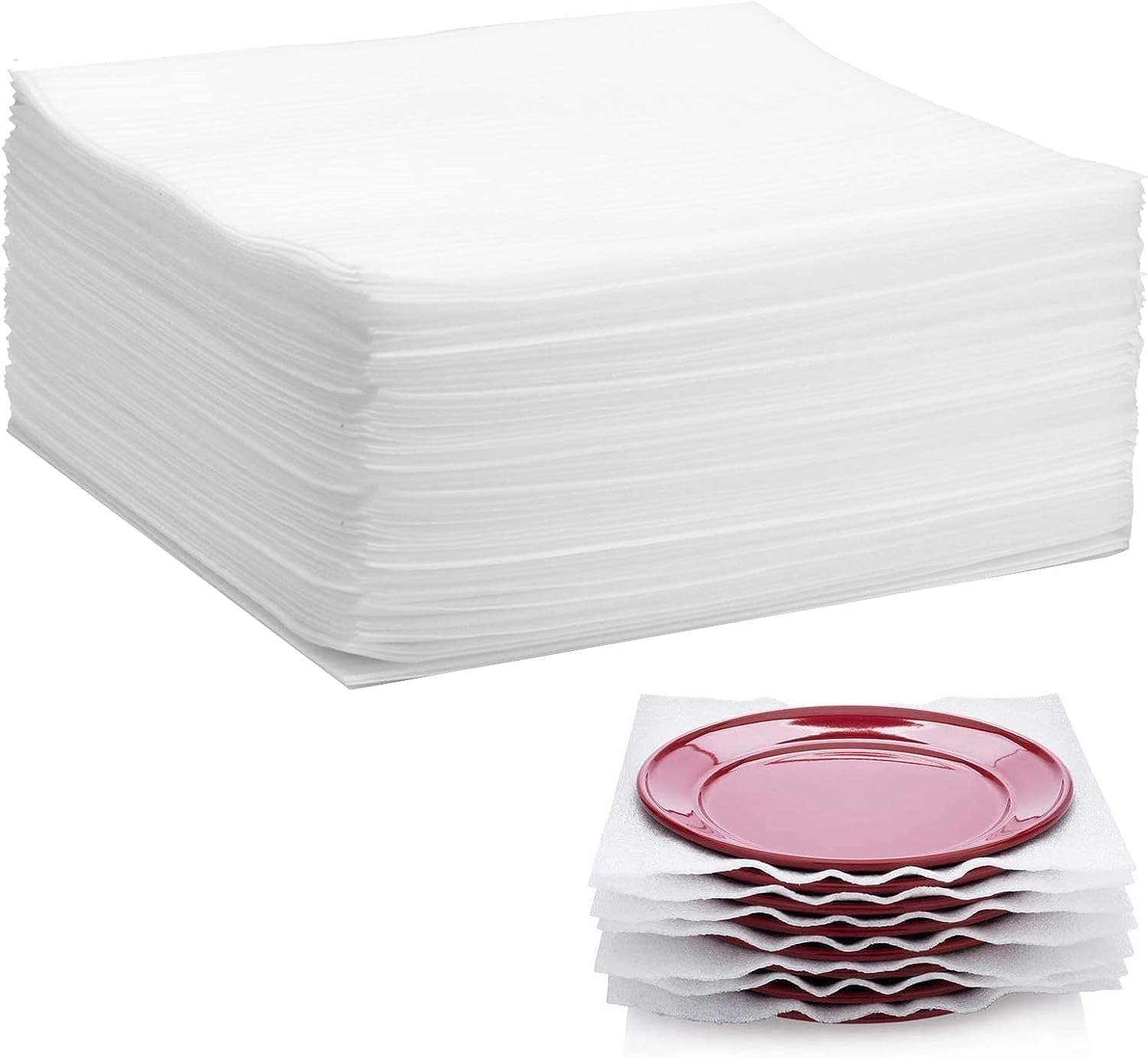 100 Pack 12&rdquo;X12&rdquo; Foam Wrap Sheets for Packing Storage Shipping Moving Supplies, Cushion Foam Wrap Packing Foam for Dishes, China, Glass and Furniture 100 Pack