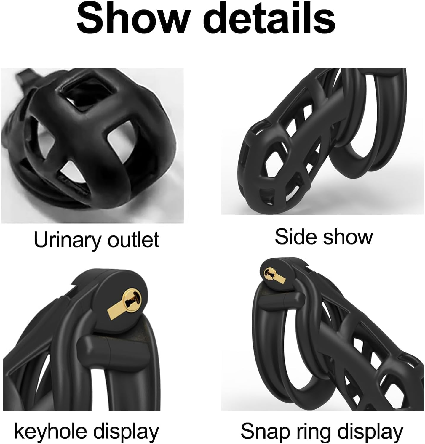 Male Chastity Cage Cock Cage Lightweight Chastity Cages Device with 4 Double Face Rings Male BDSM Bondage Adults Sex Toys for Couples (M) image number 1