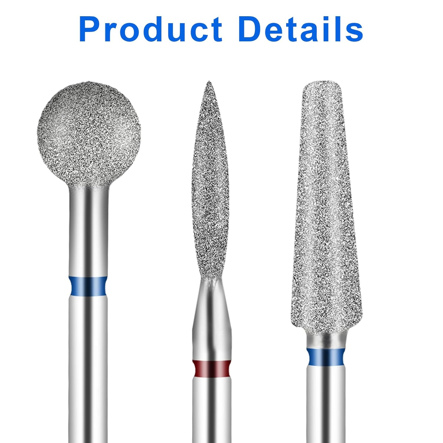 Yuxianlb 3 Pcs Diamond Nail Drill Bits Cuticle Drill Bits Ball Shape Cuticle Nail Trimmer Bit Flame Bit All in One Nail Prep Kit for Manicure Salon Cuticle Remove for under Nail Dead Skin Cleaning image number 2