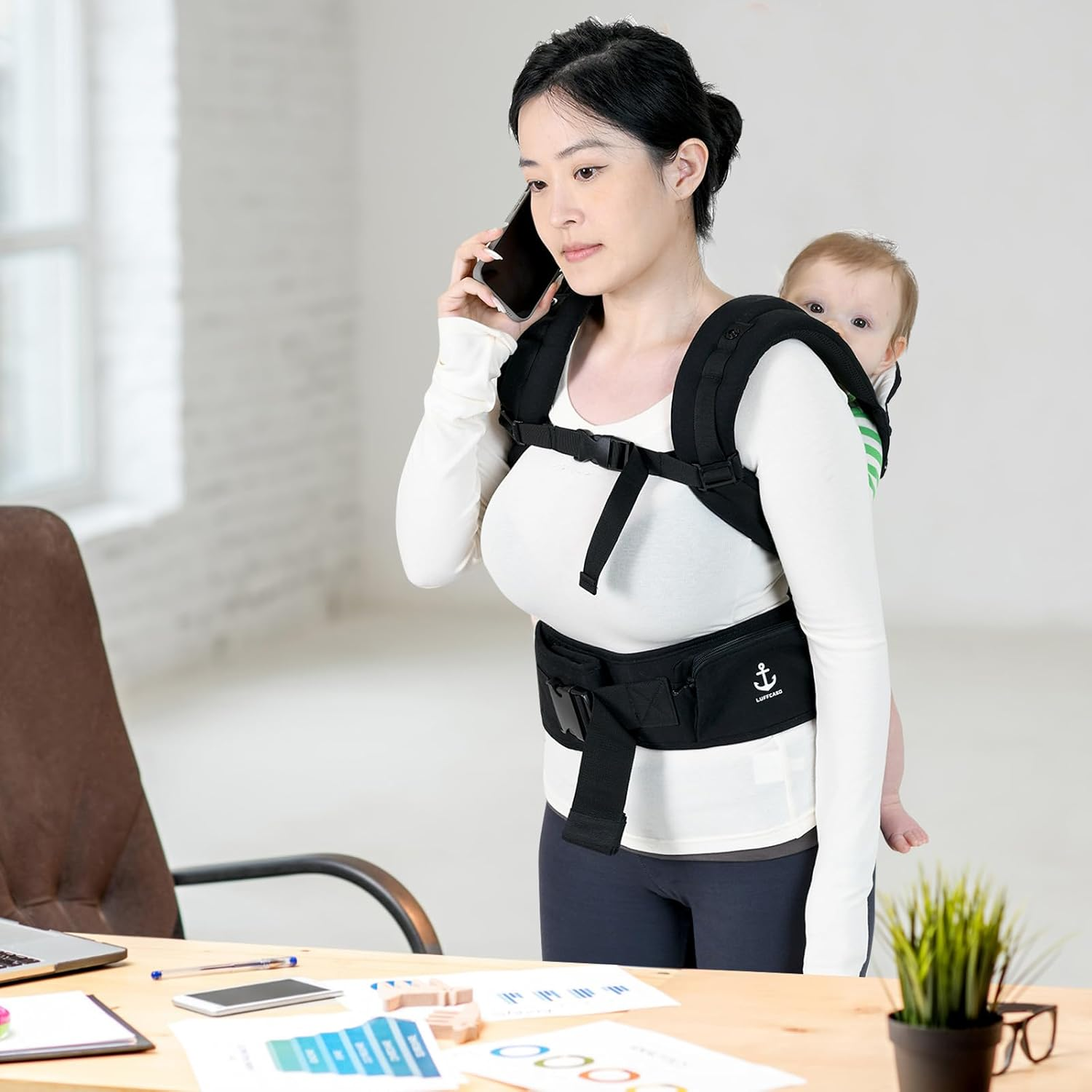 All-Season Ergonomic Baby Carrier, Breathable Baby Carrier Newborn to Toddler (8-33Lbs), Toddler Carrier, Infant Carrier with Temperature Control Panel Design (Black) image number 4