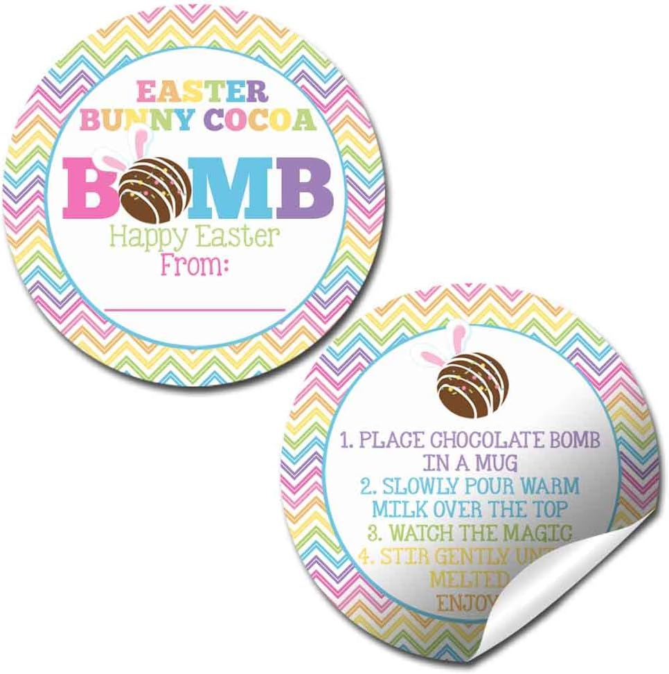 Easter Bunny Cocoa Bomb Bunny Ears Themed Happy Easter Hot Cocoa Bomb Sticker Labels, Total of 40 2" Circle Stickers (20 Sets of 2) by Amandacreation image number 5
