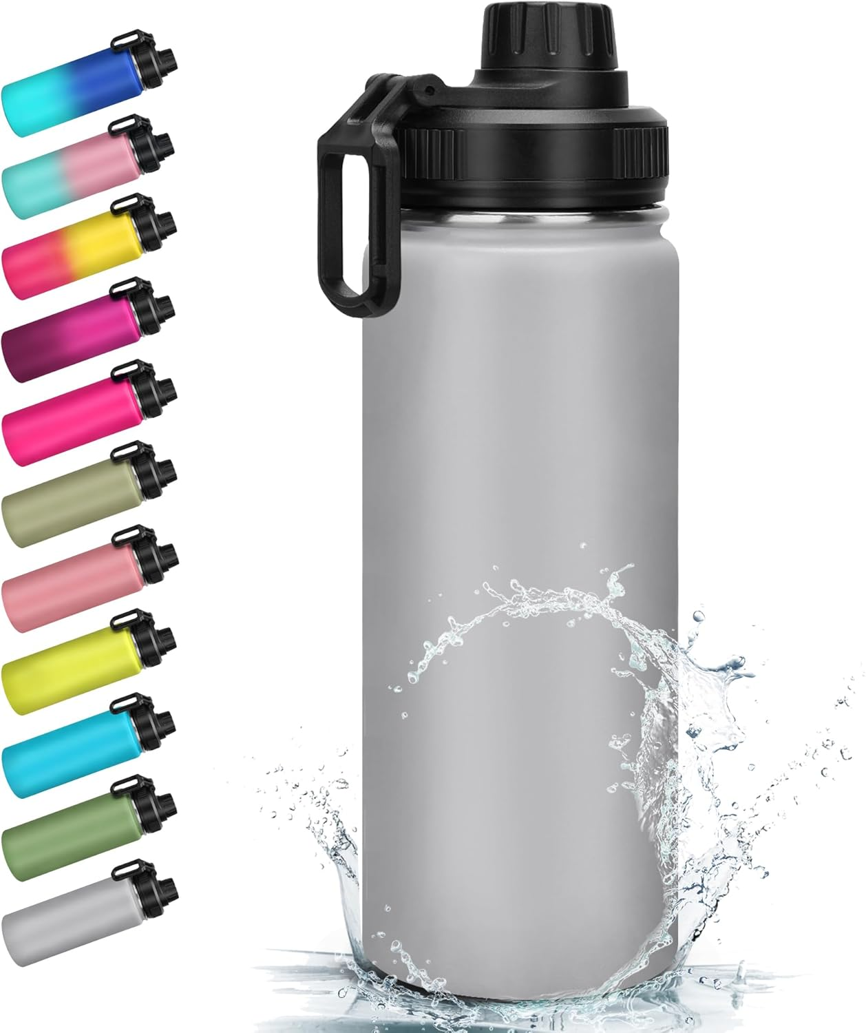 Milifox Insulated Water Bottle Stainless Steel Water Bottle with Double Wall Vacuum Wide Mouth Leakproof BPA Free Keeps Cold and Hot 500ML