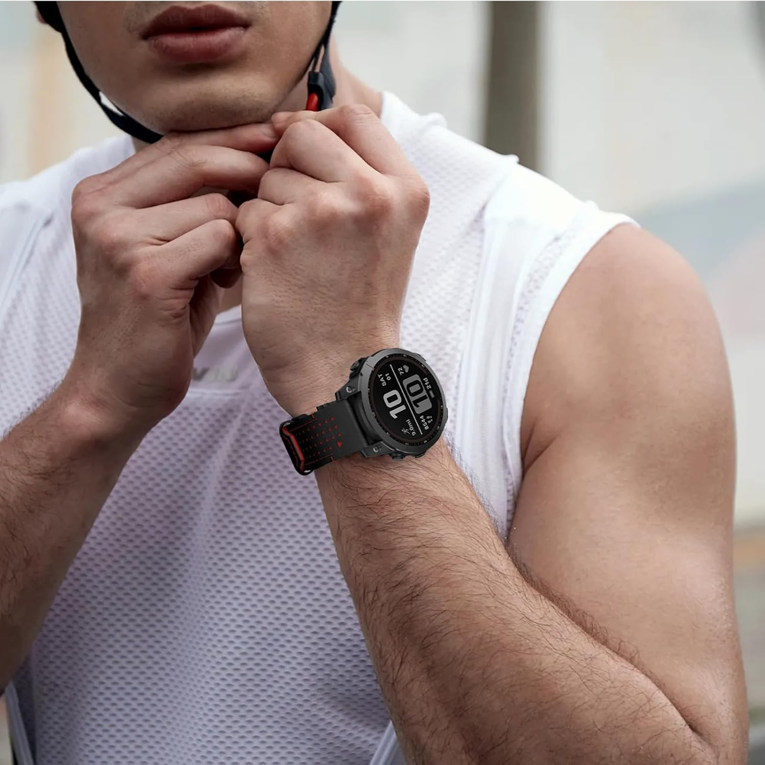 OVERSTEP Leather Bracelet Compatible with Fenix 7X, Soft and Breathable, Compatible with Fenix 7X/Fenix 7 Pro/Fenix 6X/Fenix 5X/Fenix 3 - Black Green image number 6