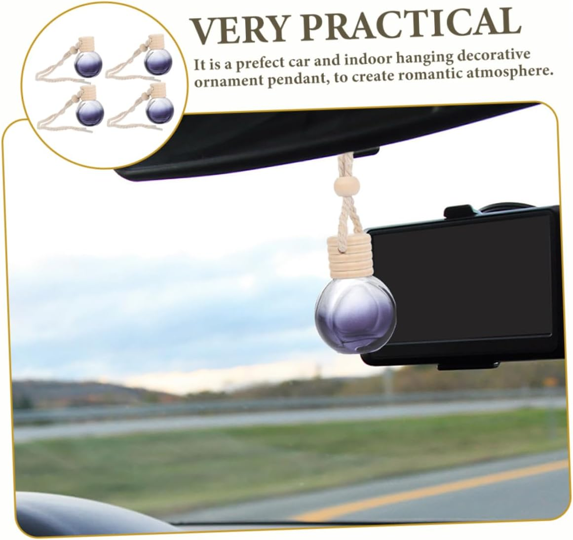 8Pcs Car Perfume Diffuser Car Hanging Perfume Bottles Essential Oil Diffuser Pendants Decor image number 3