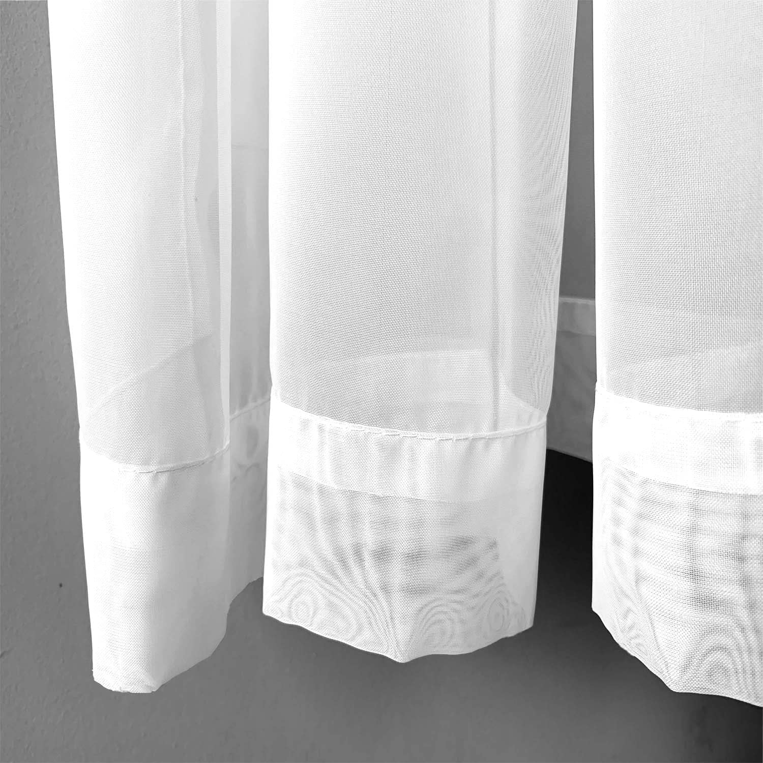 Set of 2 Luxton White Sheer Curtains, Rod Pocket Voile Curtain Panels 140X213Cm (White Colour) - Black image number 5