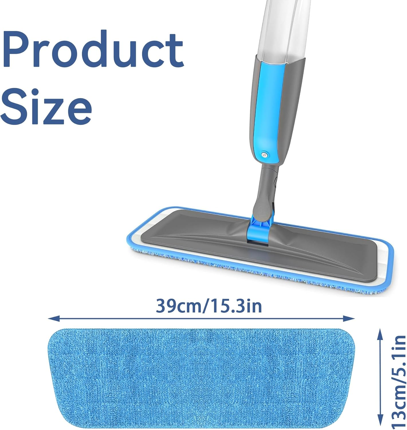 4 Pack Reusable Microfiber Mop Pads for 13''-15'' Spray Mop, Replacement Mop Refills for Wet and Dry Cleaning, Machine Washable Floor Cleaning Pads (Blue and Grey) - Blue And Green image number 7