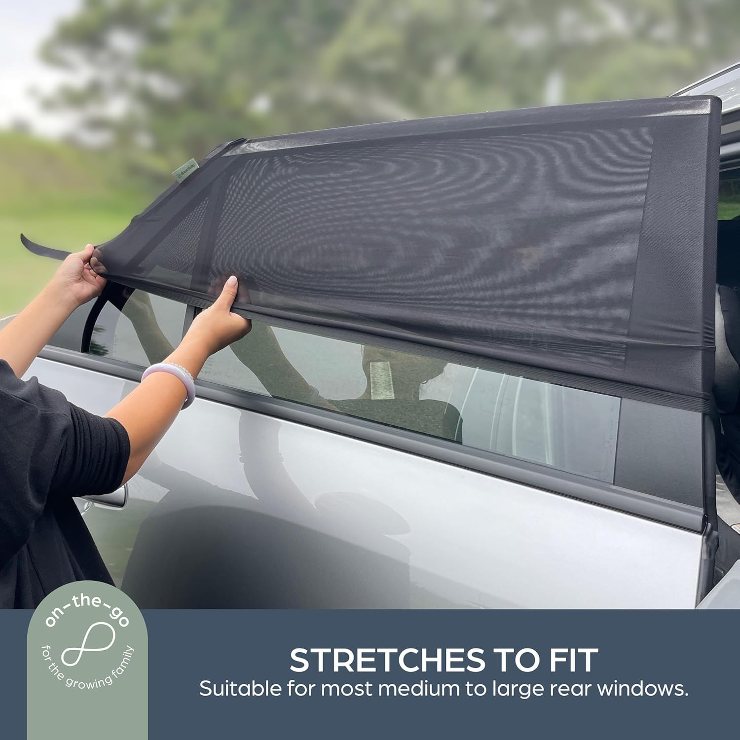 Dreambaby Fit-Over Baby Car Window Sun Shade &ndash; Stretchable Car Window Sunshade & Mesh Window Screen for Side Windows - Baby Window Cover for UV Protection- Car Camping Essentials image number 3