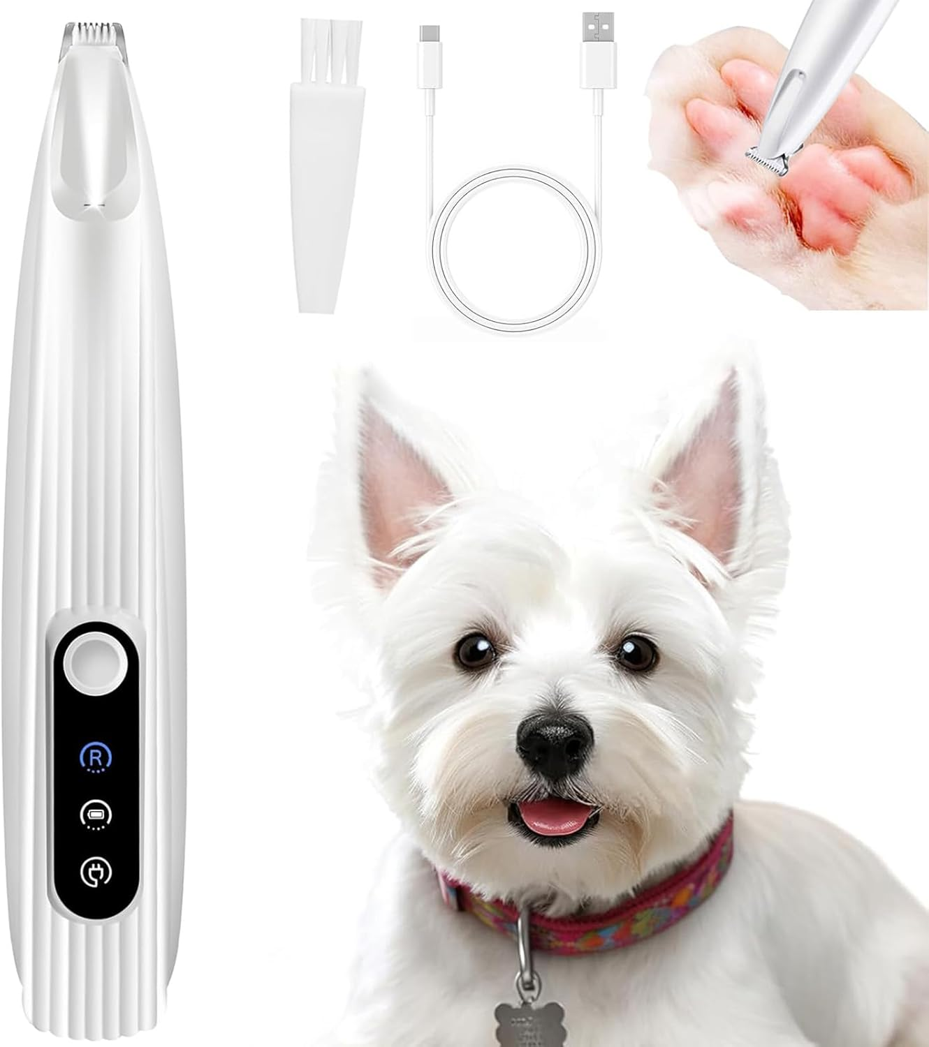 Dog Paw Trimmer, SBERAY Paw Trimmer for Dogs, Quiet Electric Pet Hair Clippers Grooming Kit with LED Display, 35Db Low Noise, Rechargeable Clipper for Dogs Cats Paws, Eyes, Ears, Face, and Rump image number 6