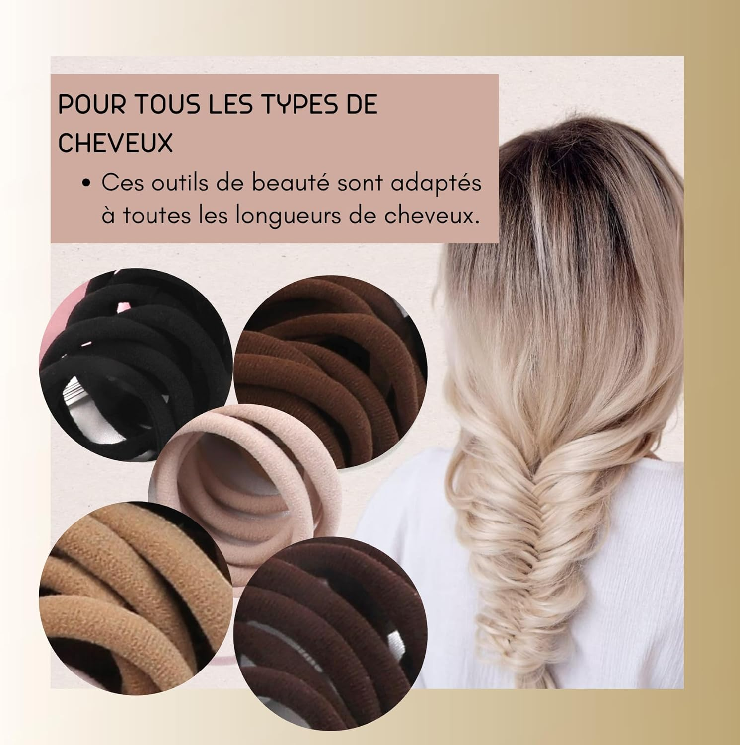 Elastic Hair Scrunchies for Women, Men and Girls, Seamless Hair Accessories in Earthy Colours, 50 Pieces Hair Ties for Women or Kids Made of Cotton (5 Colors) image number 2