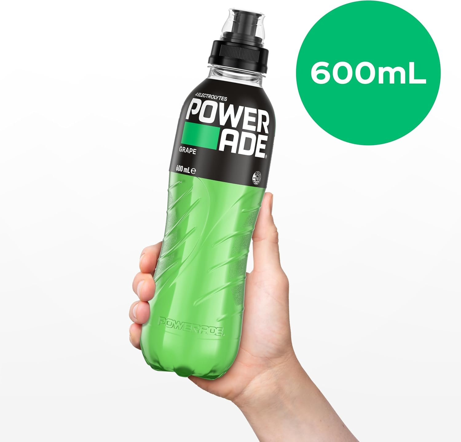 Powerade ION4 Grape Sports Drink Sipper Cap Multipack Bottles 12 X 600Ml image number 3