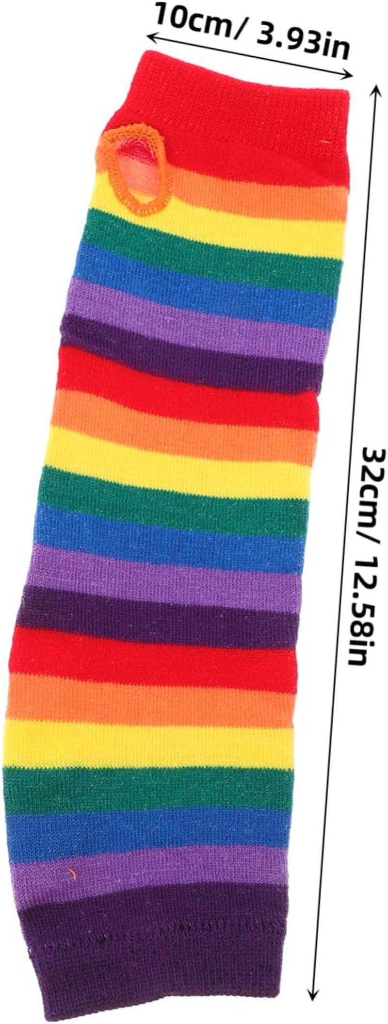 WRITWAA Long Gloves Rainbow Strips Warmer Fingerless Gloves for Women Girls Winter Festival Accessories Thermal Wear Women image number 1