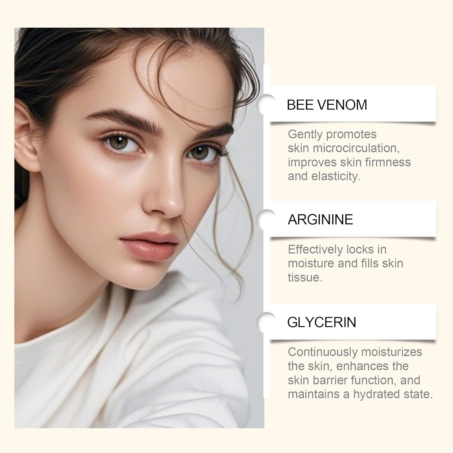 Bee Venom Skin Treatment Cream, Comprehensive Cream, Wrinkles and Fine Lines, Natural Moisturizer for All Skin Types, Gentle and Non-Irritating, Suitable for All Skin Types (1Pcs) image number 2