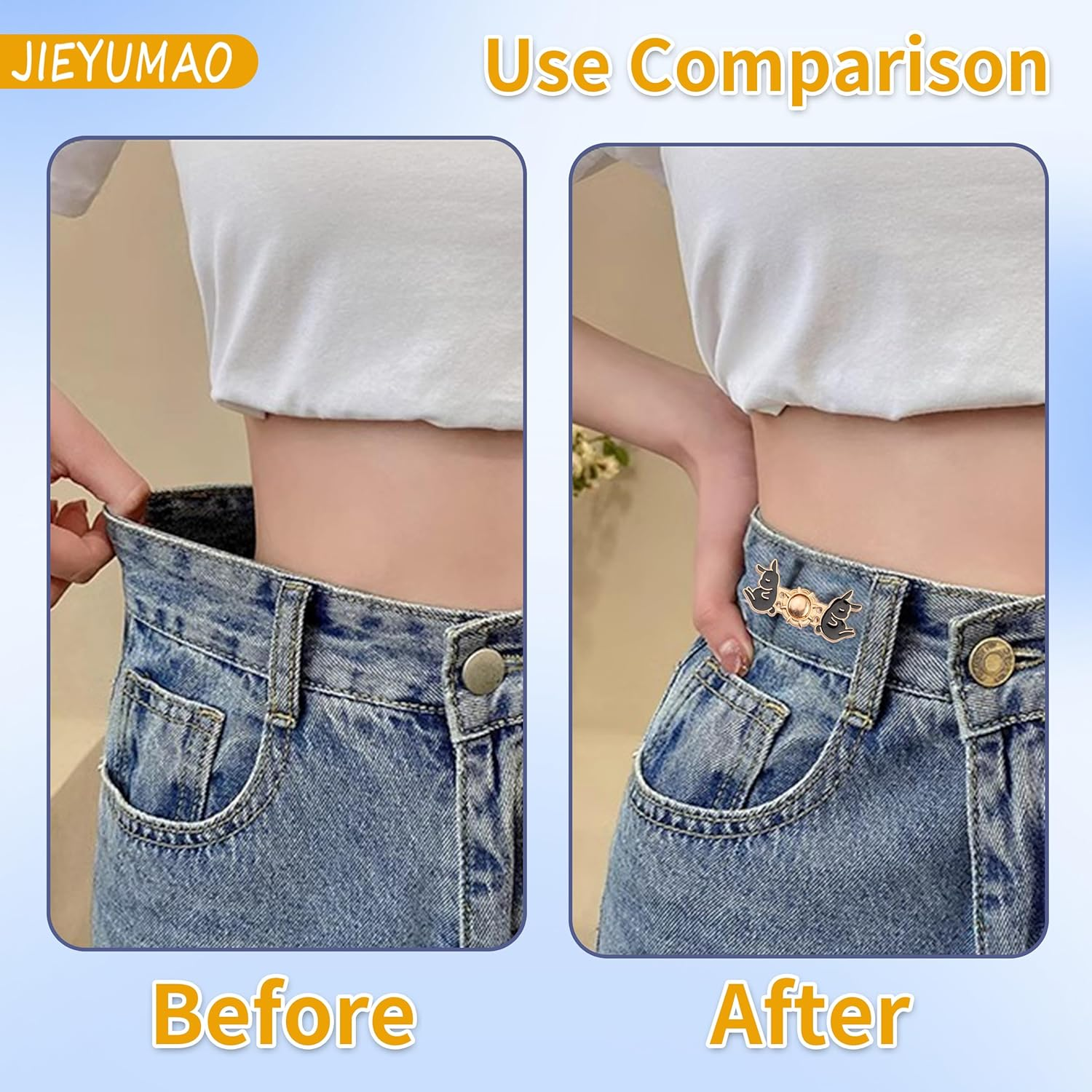 JIEYUMAO Pant Waist Tightener, 16 Sets Adjustable Waist Buckle Extender Set, 8 Styles Reusable Flower Jeans Button, No Tool No Sewing Required Pants Clips for Jeans Skirts image number 5