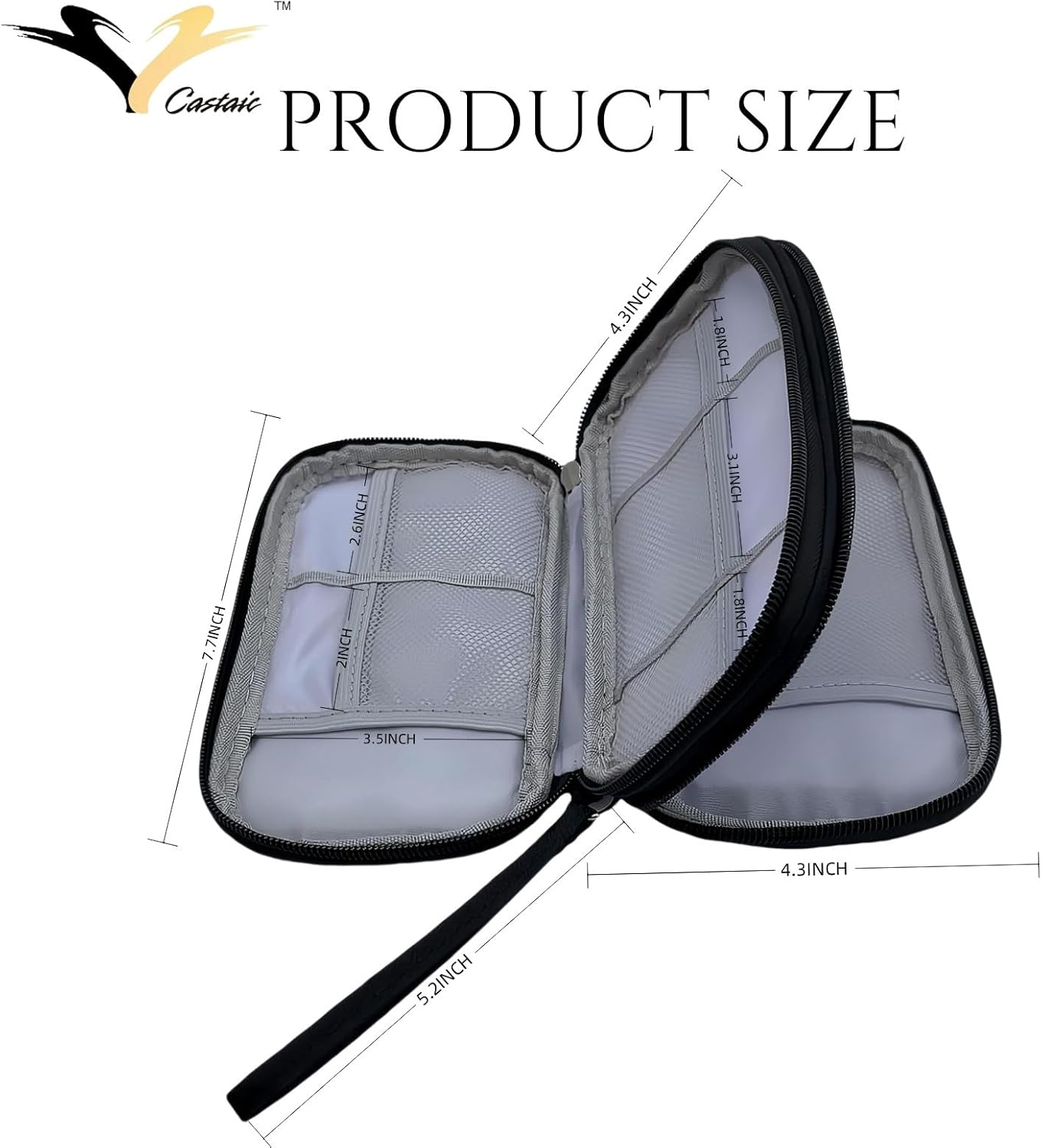 Castaic Travel Accessories Organizer Case Bag,Portable Waterproof Double Layers All-In-One Storage Bag for Cable, Cord, Charger, Phone,Sd Card,Power Adapter (Black) image number 6