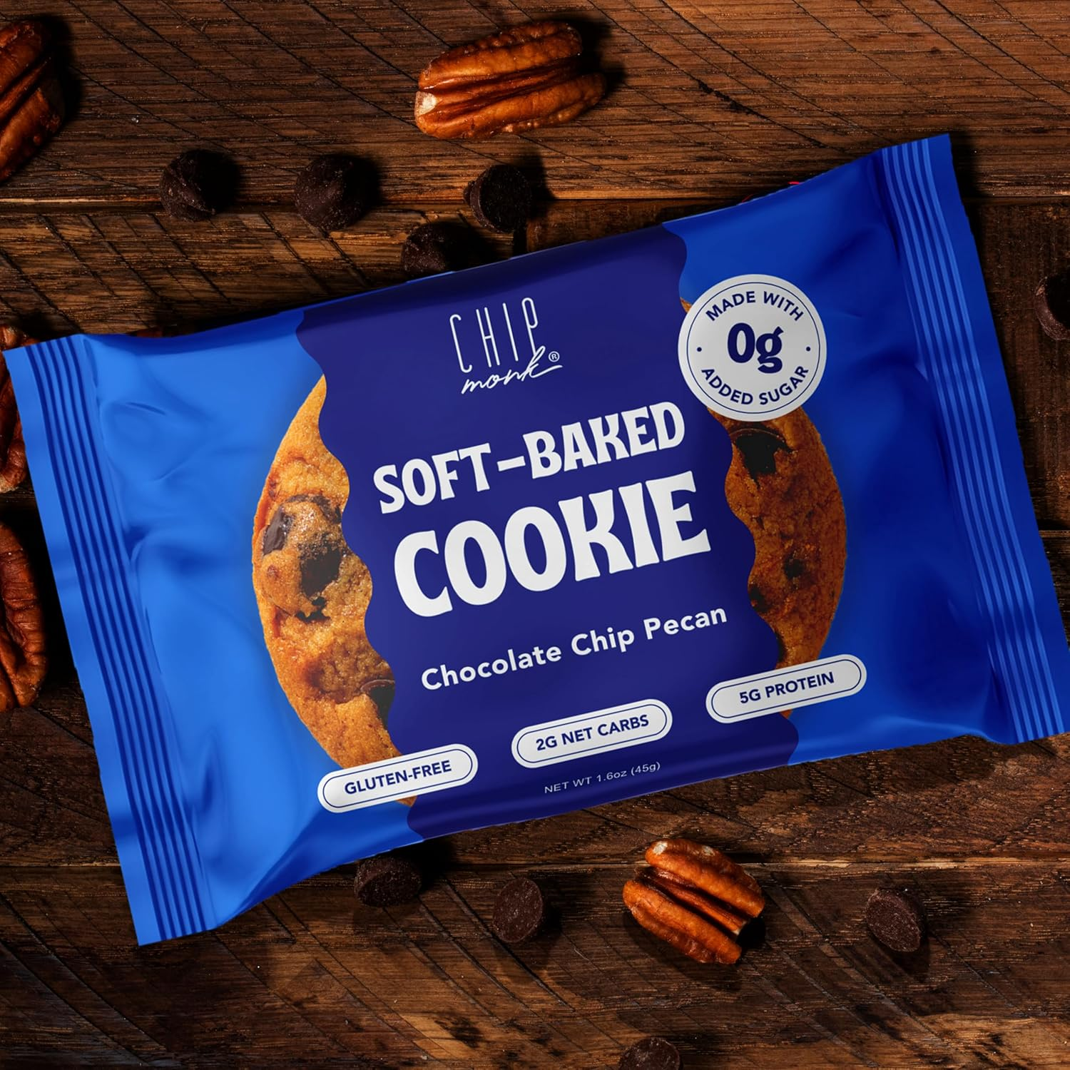 Chipmonk Keto Cookies - Chocolate Chip Pecan (6 Pack) Low Carb Keto Snacks - Gluten-Free, High Fat, Low Sugar, Ketogenic Sweet Snack Foods, Healthy Macro Nutrition Treats image number 5