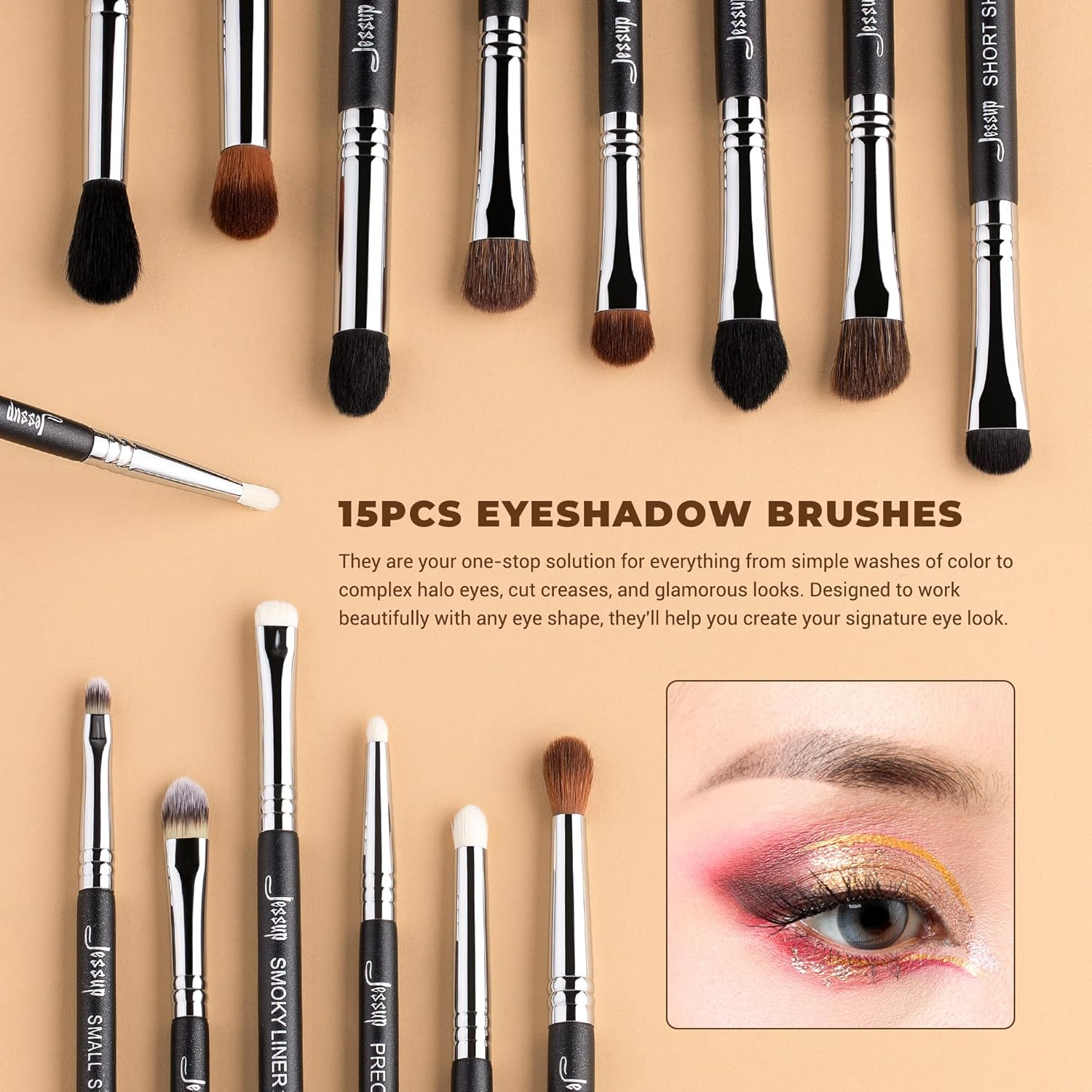 Jessup Makeup Brushes Set Professional 35Pcs Premium Synthetic Labeled Make up Brush for Foundation Eyeshadow Concealer Contour Eyeliner Blush Powder and Eyebrow, Cruelty-Free, Black T342 image number 4