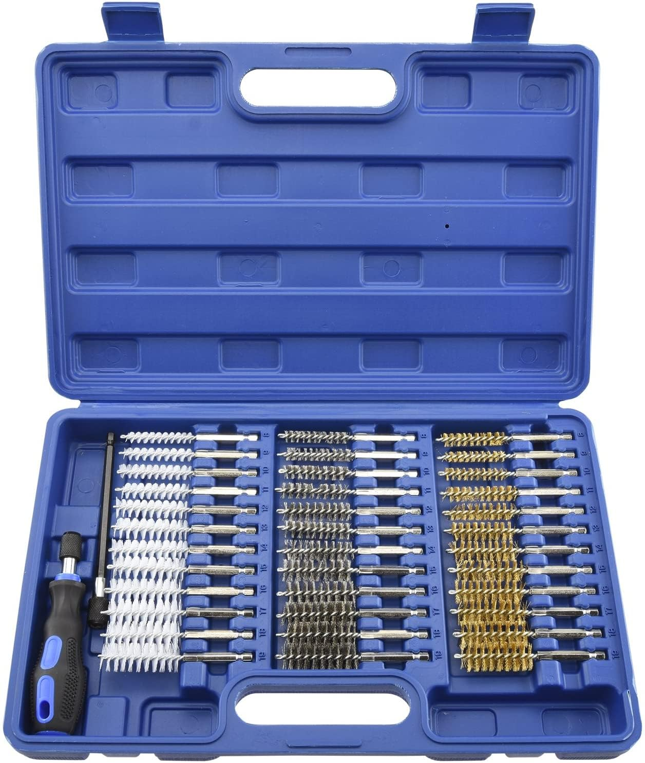 Neiko 00325A Industrial Wire Hex Shank Brush Set, 38 Piece 1/4" Hex