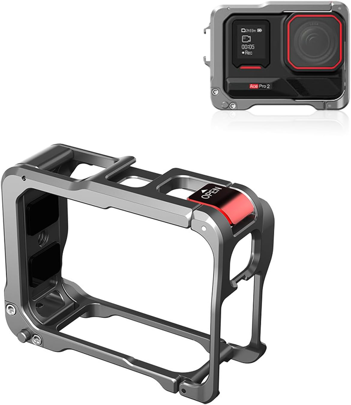 Plyisty Insta 360 Ace Pro 2 Aluminium Frame Cage Quick Release Frame Cage Protective Housing with Cold Shoe Mount, #611, Briefcase image number 3