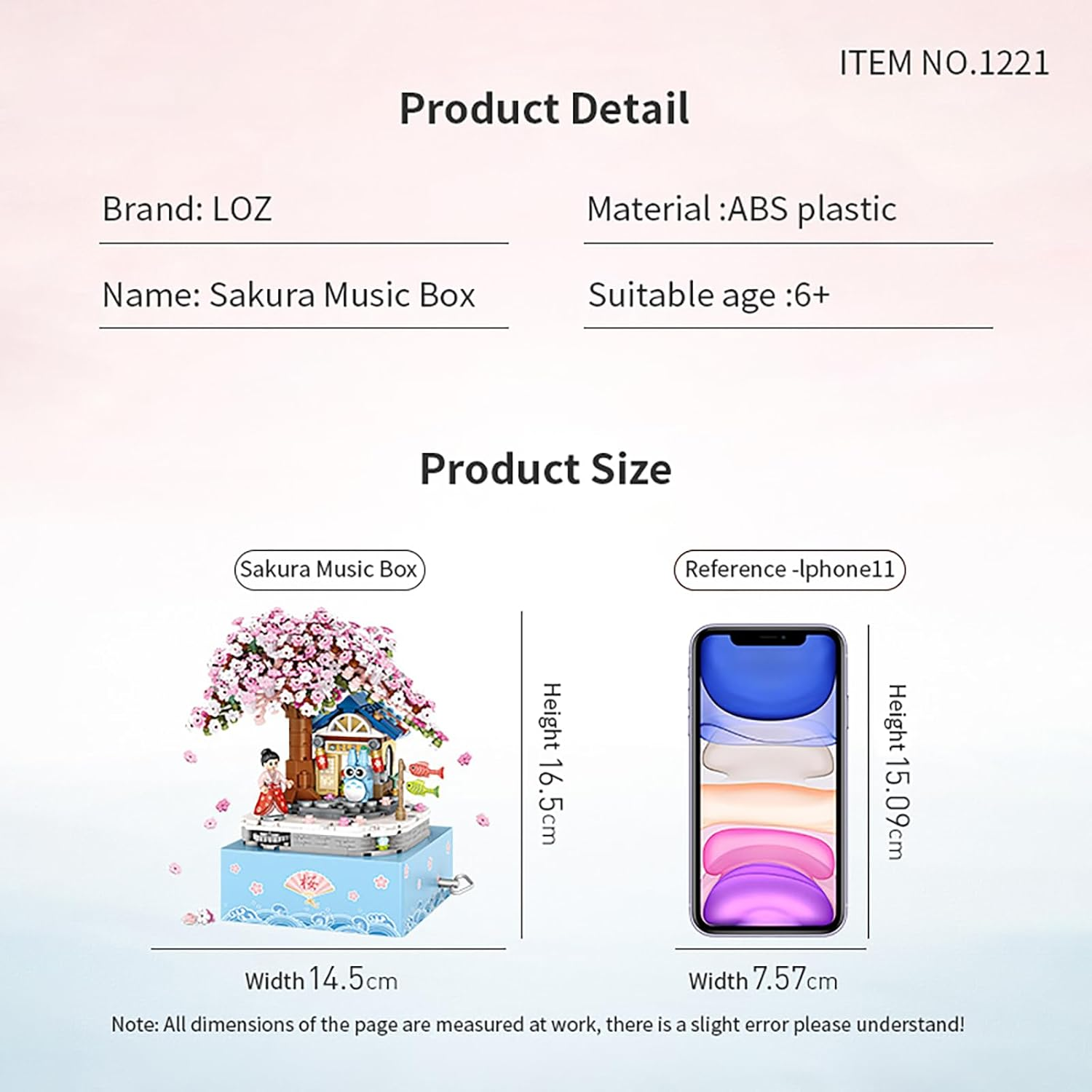 Mini Brick Sakura Music Box with Rotating Display, Sakura Music Box Building Blocks Set &ndash; 806Pcs Mini Brick DIY Cherry Blossom Tree Kit for Adults & Kids, Rotating Display Model Gift image number 4