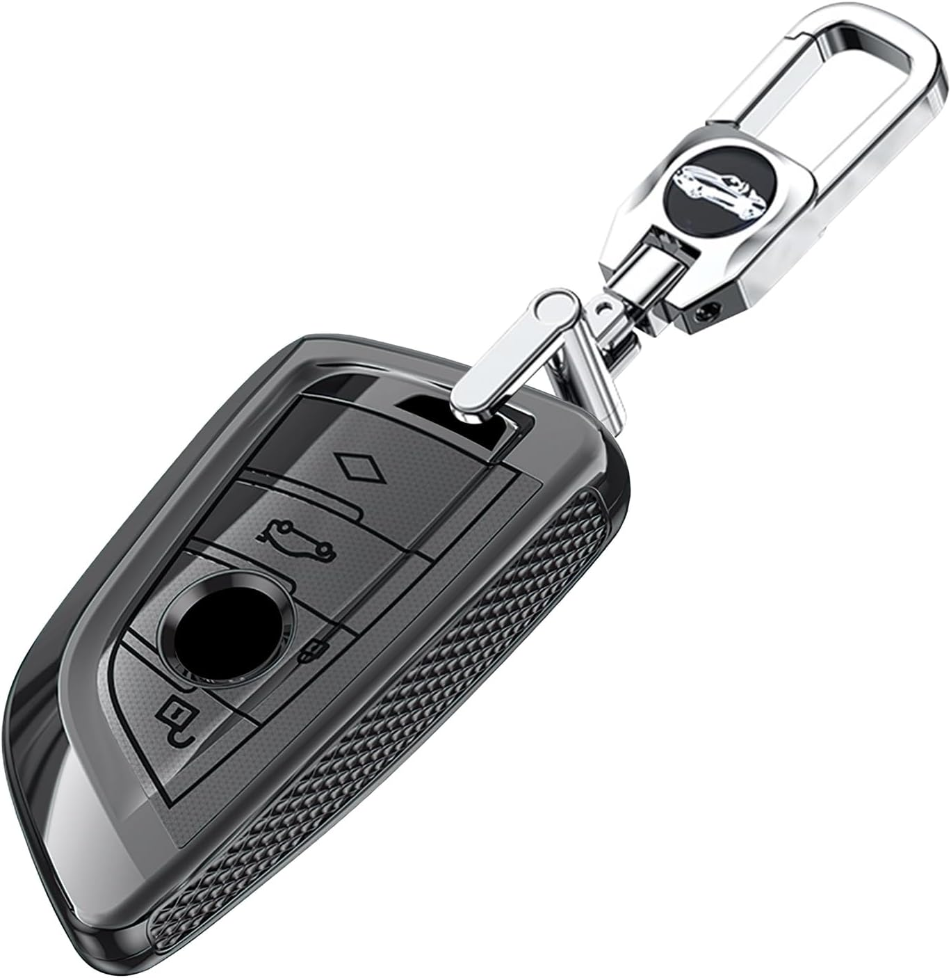 Ontto PC Car Key Fob Cover Fit for BMW G30 G05 X5 F15 X6 F16 7 Series G11 X1 F48 F39 X4 X3 F40 2021 4 Buttons Smart Key Case Shell Keyring Key Holder Bag Keychian Accessories