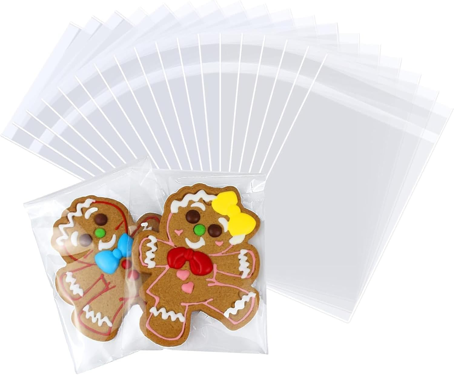 Cellophane Self Adhesive, Small Cookie with Seal, 200Pcs Clear Plastic Treat Bags, Individual Cookie Bags, Perfect for Goodies, Party Favors, Snacks, Gift Wrapping 9X16Cm (9X16Cm) image number 5