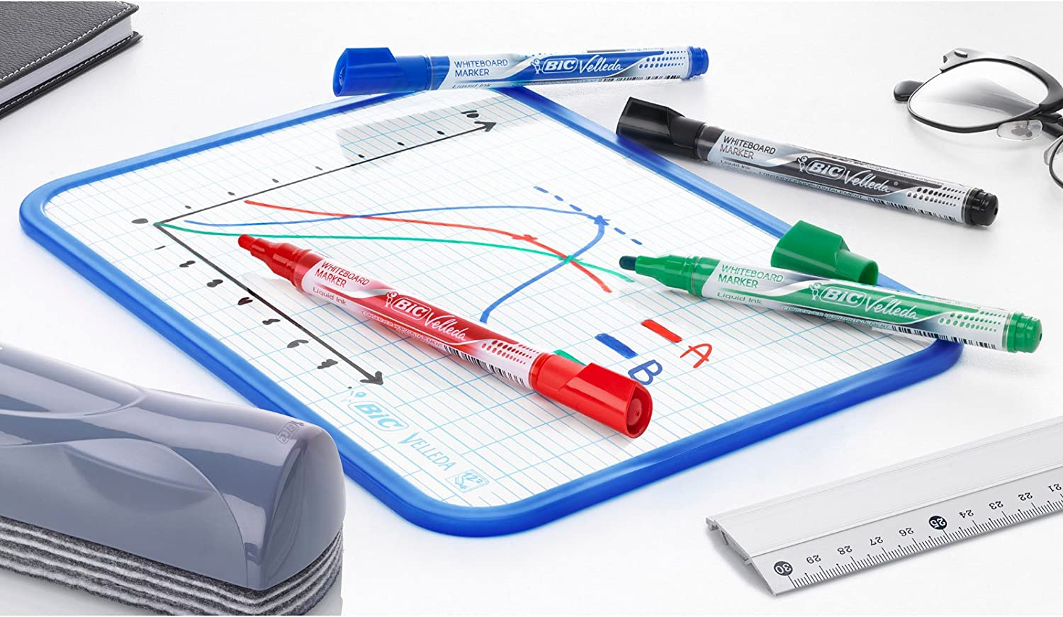 BIC Velleda Liquid Ink Dry Wipe Pocket Markers - Black (Pack of 12) - Black image number 2