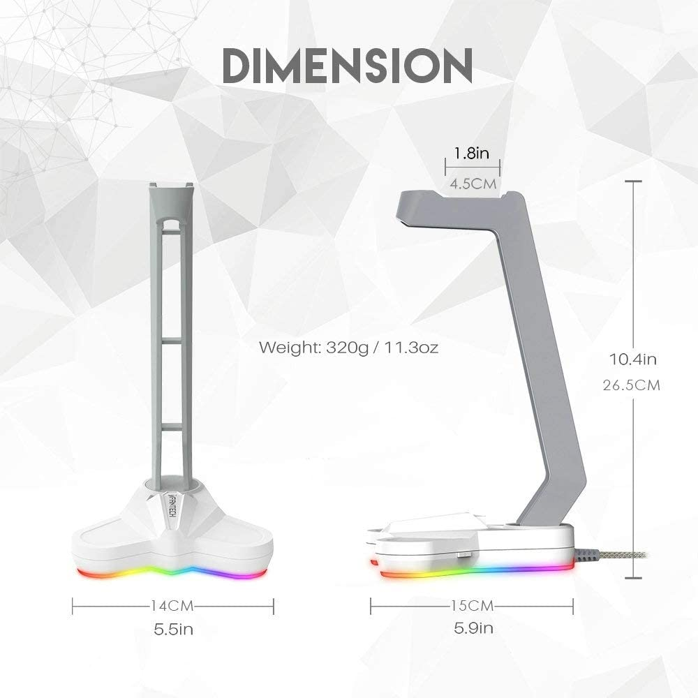 FANTECH Tower RGB Headset Stand, Headphone Holder for Gamers Gaming PC Accessories (White) image number 2