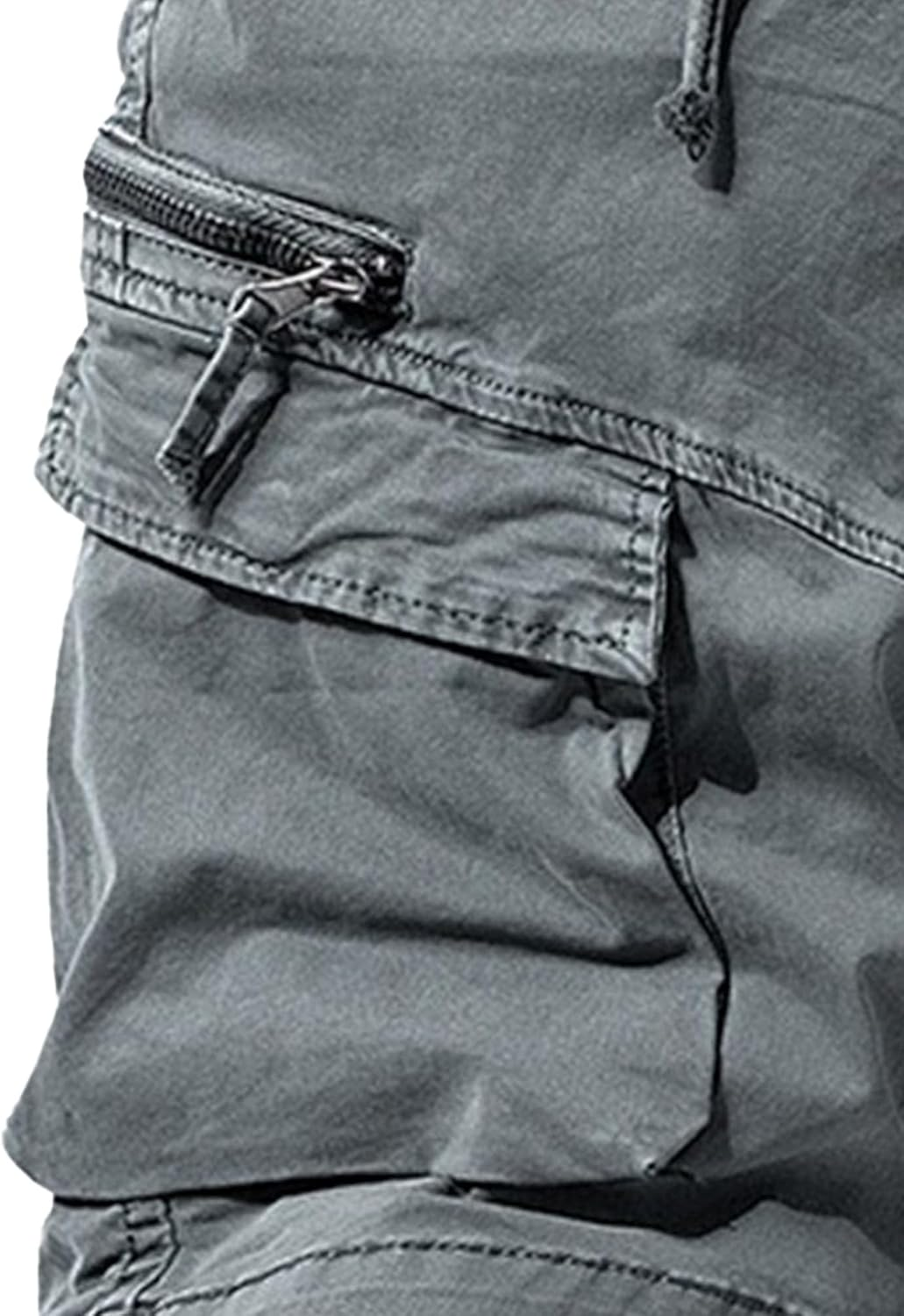 Men Multi Pocket Street Straight Shorts Casual Button Short Denim Pant Vintage Loose Lightweight Cargo Overalls, Grey4, 28 image number 2