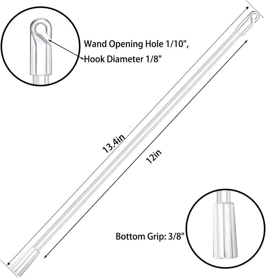 17 Inch Long Vertical Blind Wand, Window Blind Tilt Rod, ZGWANSUI Blind Tilt Wand Replacement with Hook and Grip, Blinds Replacement Wand Clear, Blind Control Stick Parts, Opener Accessory (2 Pack) - 6 Pack image number 2