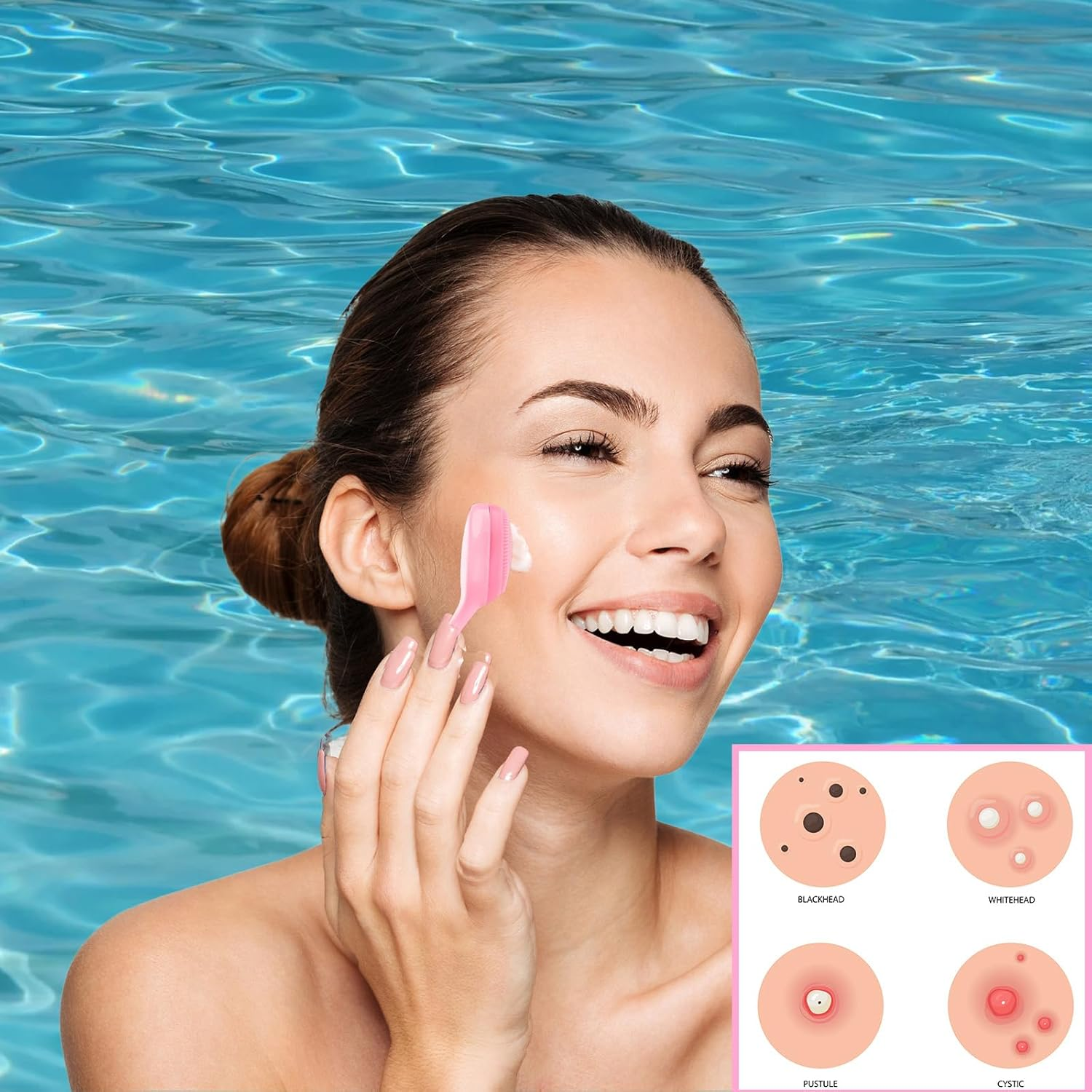 Silicone Face Brush,2Pack Manual Face Wash Brush Soft Waterproof Exfoliating Scrubber for Blackheads Makeup Residue Removal Skin Friendly image number 1