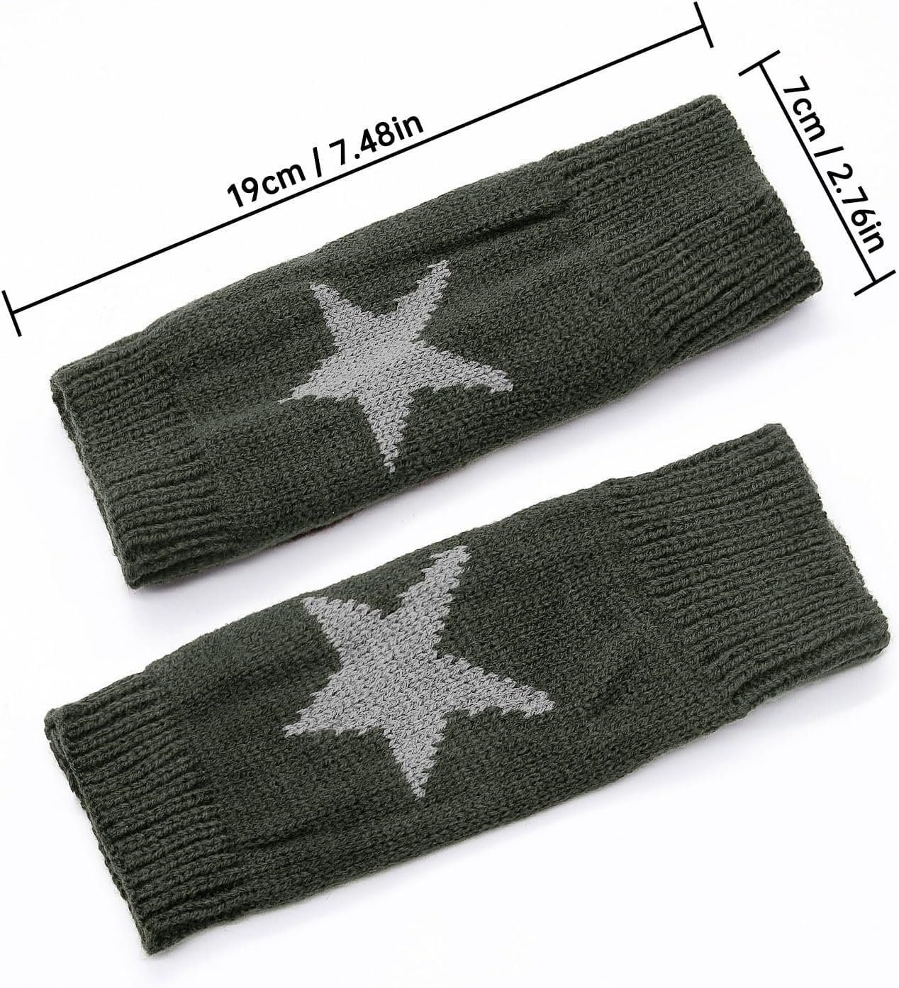 YAMEIZE Fingerless Star Printed Knitted Gloves - Wrist Warmers Mittens Knitted Gloves for Women Men Typing - Coffee image number 3