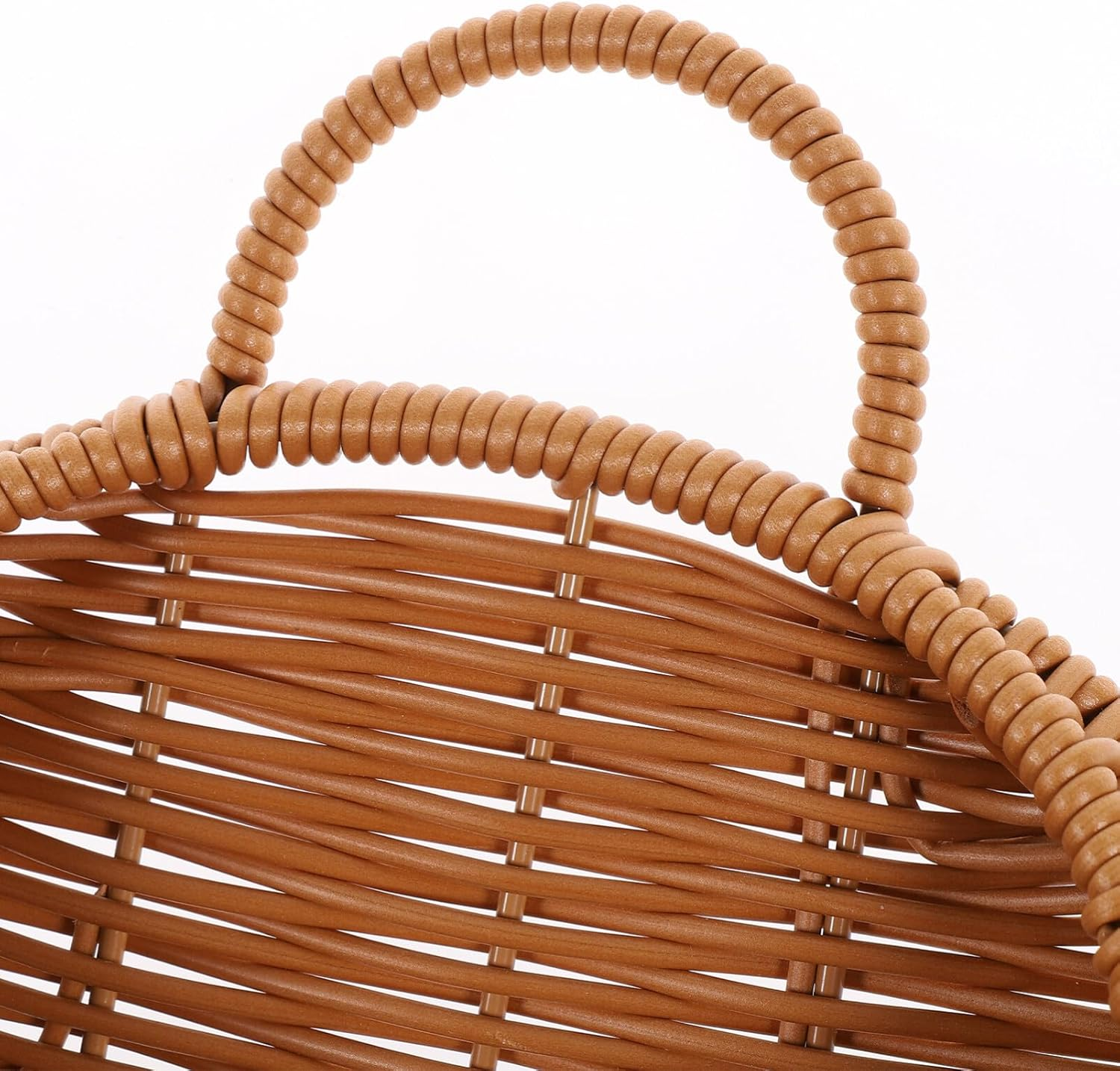 Alipis Woven Basket Hanging Storage Basket Half round Flower Basket Wall Hanging Flower Pot Fruit Vegetable Rattan Box Railing Planter image number 3