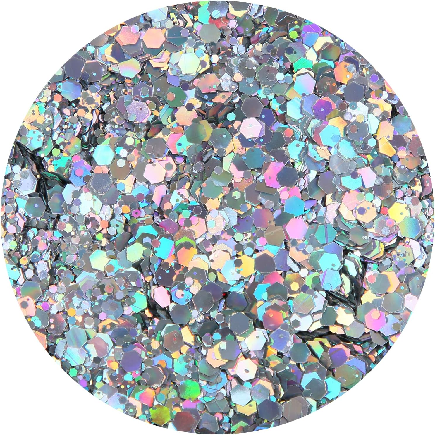 TORC 4 OZ Silver Holographic Glitter 4 Ounce Mix Chunky Glitter Bulk for Resin Craft Cosmetic Art Festival Decoration image number 3