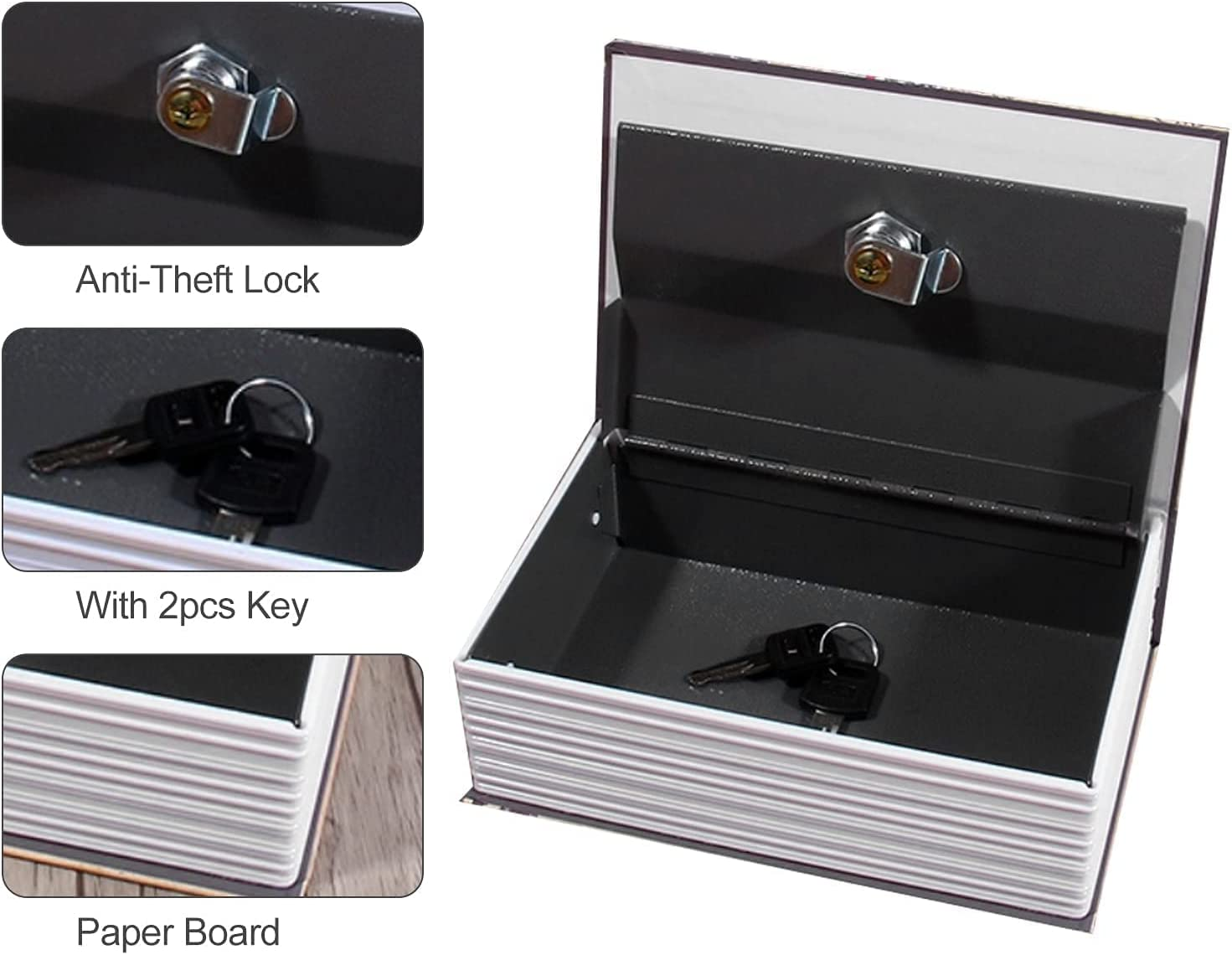 Book Safe Box, Portable Hidden Security Book Storage Case with Key Lock Travel Home Jewelry Passport Money Cash Secret Security Lock Box 18 X 11.5 X 5.5Cm / 7.09 X 4.53 X 2.17Inch image number 5