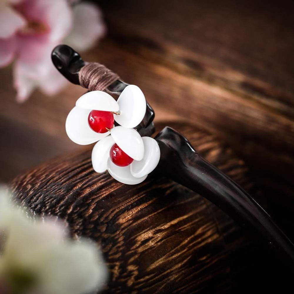 (Model A, Wooden) - Handmade Wooden Hair Stick,Women Retro Hairpin Flower Decor Model A image number 3