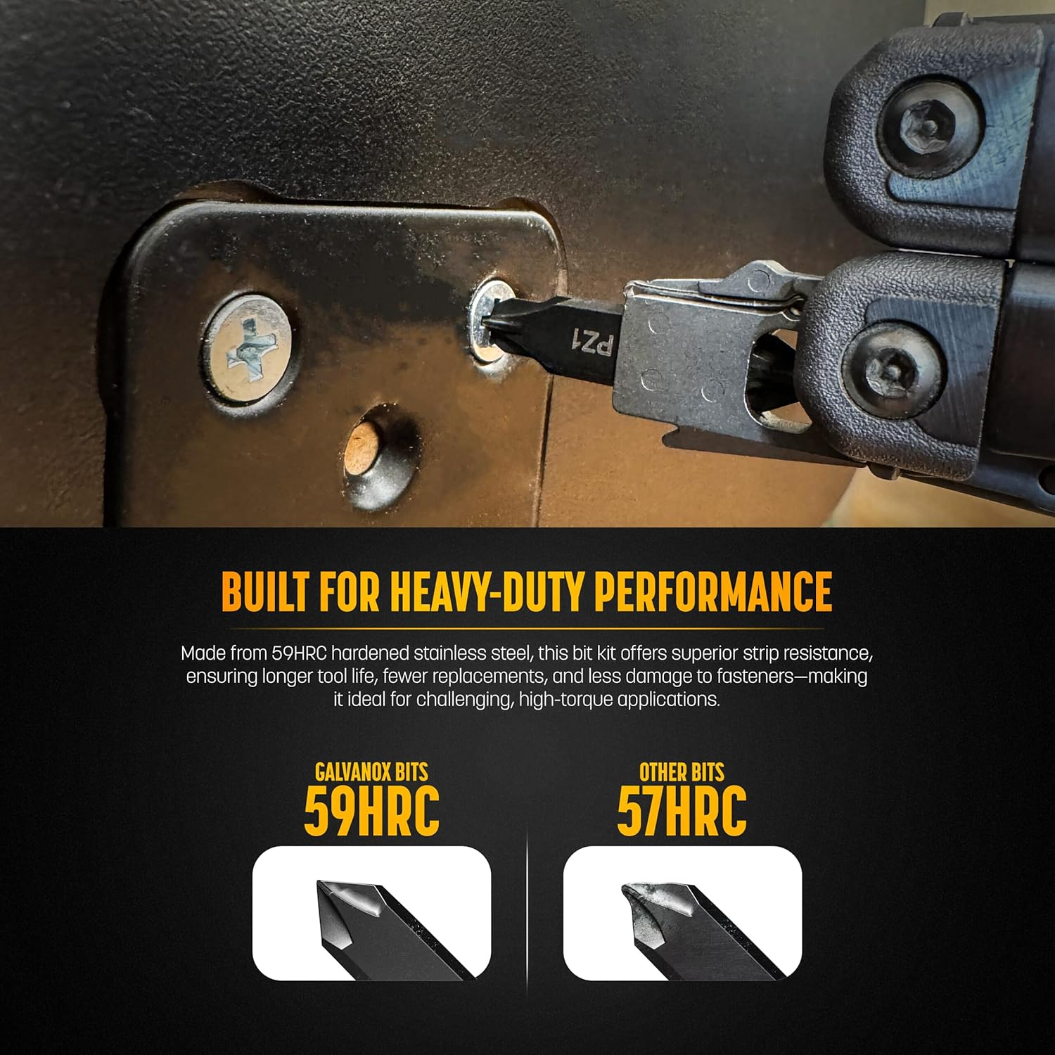 Galvanox 21PC Flat Bit-Kit Designed for Leatherman Multi-Tool Screwdrivers, [59-HRC] Industrial-Grade Hardened S2 Impact Steel, Set Includes Double-Sided Sheath Holder (Black) image number 6