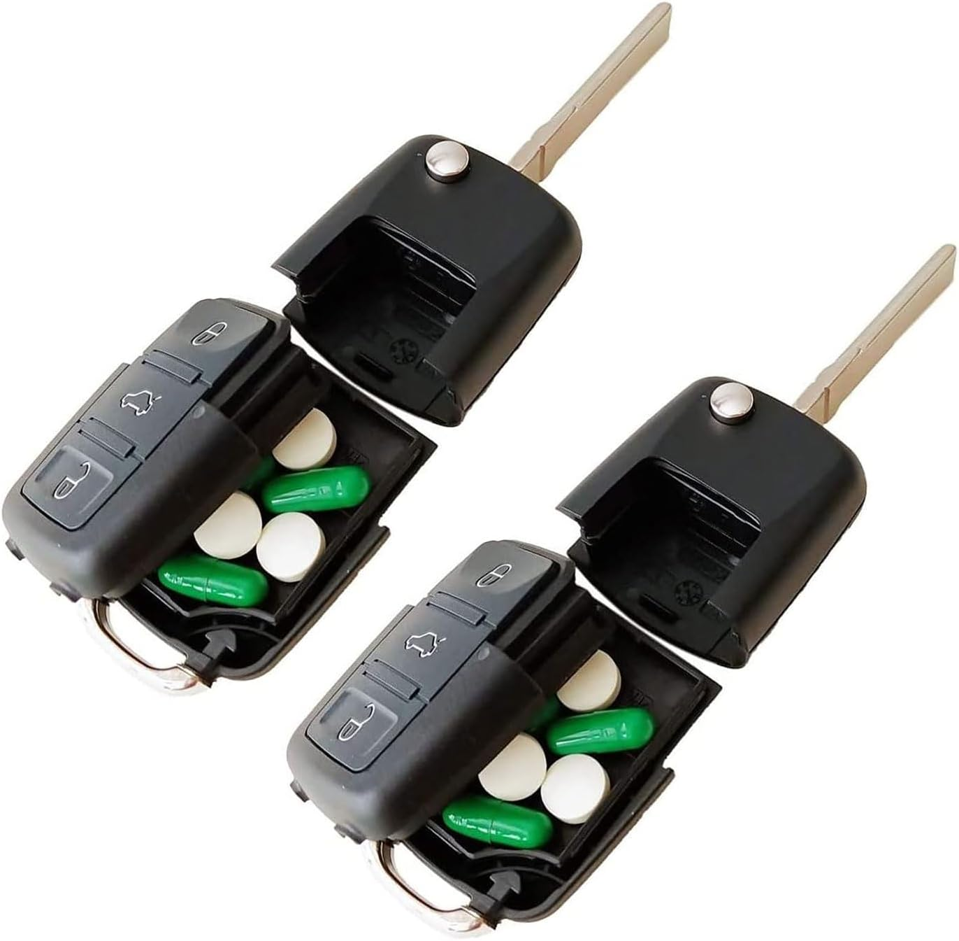 Damaill 2-Pack Fake Car Key Safe, Realistic Diversion Safe with Hidden Waterproof Storage for Cash