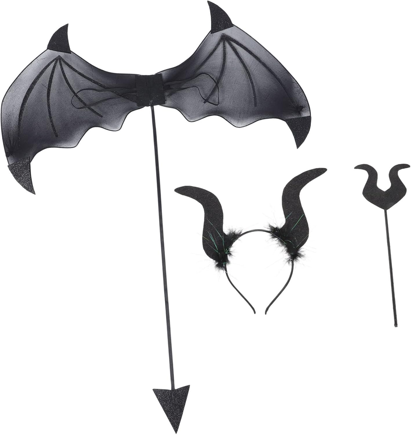 TEHAUX 2 Sets Prom Dress up Prom Suit Halloween Props Devil Costume Horn Headband Vampire Demon Costume Kit Devil Costume Set Devil Horns Wing Cosplay Supplies Devil Set for Halloween Hay image number 5