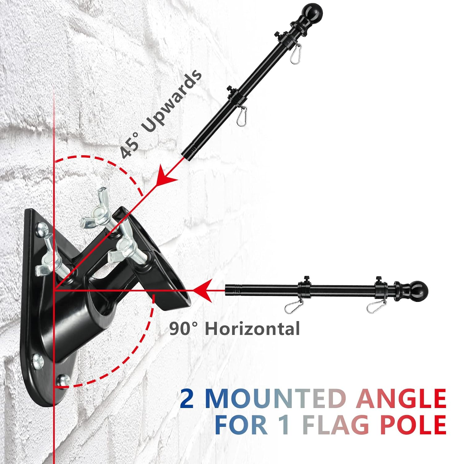 Barcetine American Flag Poles for outside House - 6Ft Tangle Free Flag Pole for House with Holder Bracket,Residential Flagpole Kit for Outdoor Porch Garage - Black
