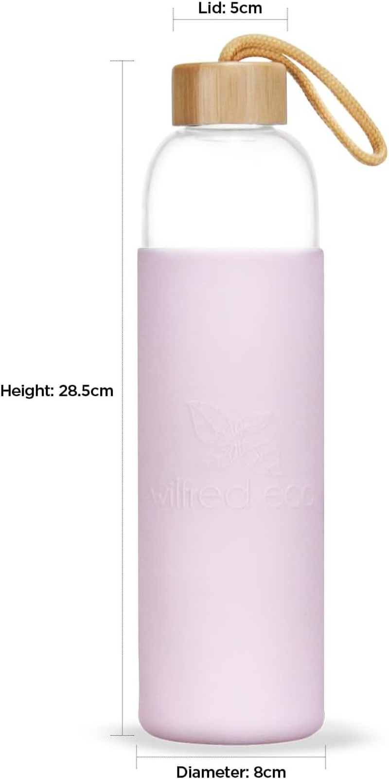 Wilfred Eco 1 Litre Glass Water Bottle | Large 1L Capacity | Protective Silicone Sleeve | BPA Free, Eco-Friendly & Leak-Proof | Dishwasher Safe | (Colour - Pastel Pink) - Bold Grey image number 5