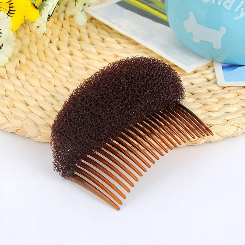 2PCS Women Soft Sponge Foam Base Inserts Bump up Hair Pads Stick Bun Maker Hair Styling Clip Hair Comb Tool Accessories (Brown, One Size) image number 1
