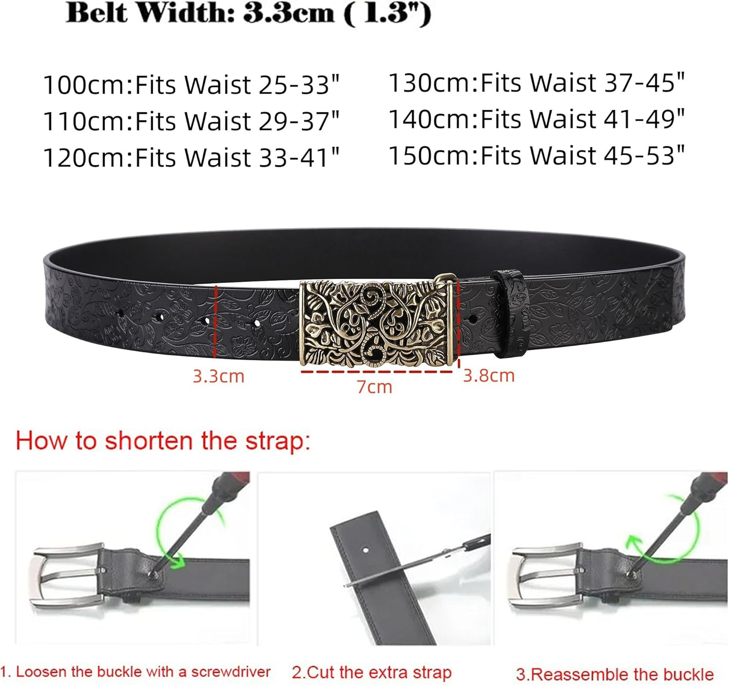 IWFTC Ladies' Vintage Belt-Genuine Leather,Adjustable Sizing,Timeless Design for Dresses,Skirts,And Jeans, Retro Elegance image number 3