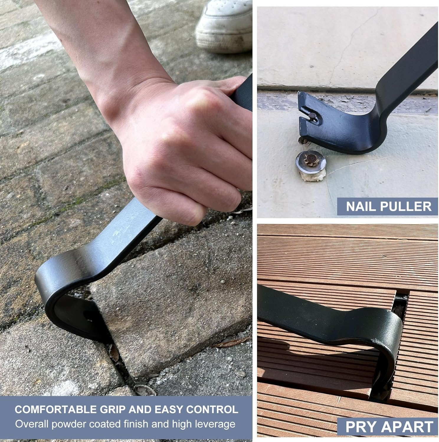 WOTAHI 4-Piece Flat Pry Bar Set - 15",12",7",5.25" Heavy Duty Nail Puller, Utility Claw Bar, Wonder Bar, Crowbar, Mini Pry Bar, High Carbon Steel Forged Nail,Baseboard and Trim Removal Tool Kit image number 3