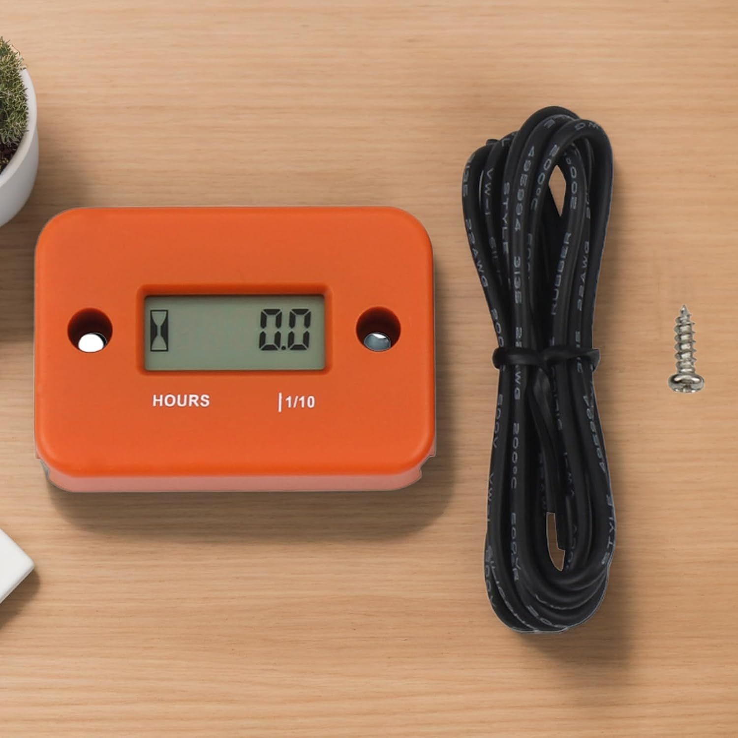 Engine Hour Meter | LCD Timer with Wires - Motorcycle Tach Hour Meter Tachometer,For Lawn Mower Snowmobile Boat Snow Blower Bike Atvs Outboard Motor Generator Pressure Washer - Timer-Orange image number 4
