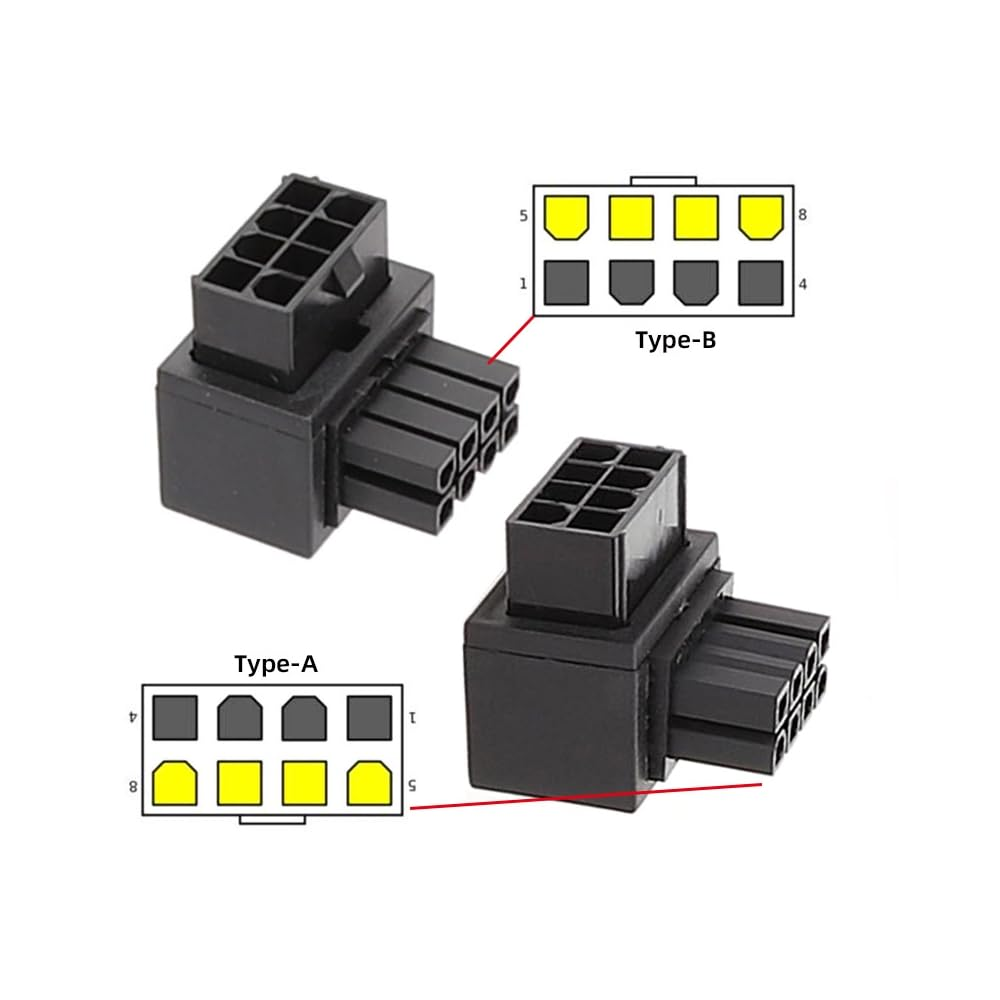 CY Adapter 2Pcs/Lot ATX 8P EPS Male to Female 90 Degree up down Angled Power Header for CPU 12V - 8P-8P For Cpu image number 6