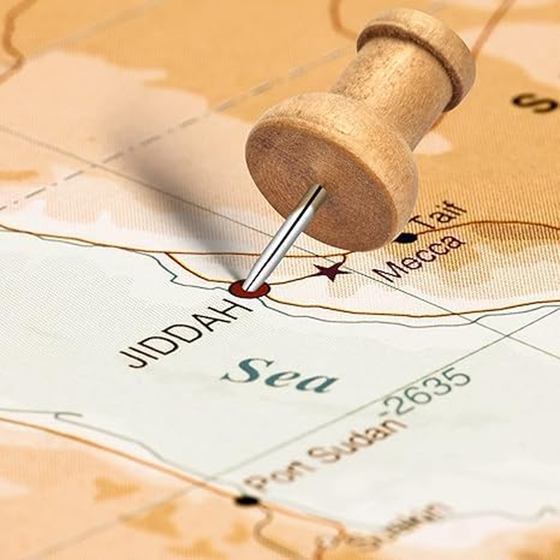 200Pcs Wood Push Pins Cork Board Thumbtacks Wooden Thumbtacks for Cork Boards and Home Office Craft Projects, Natural Color （Two Types）