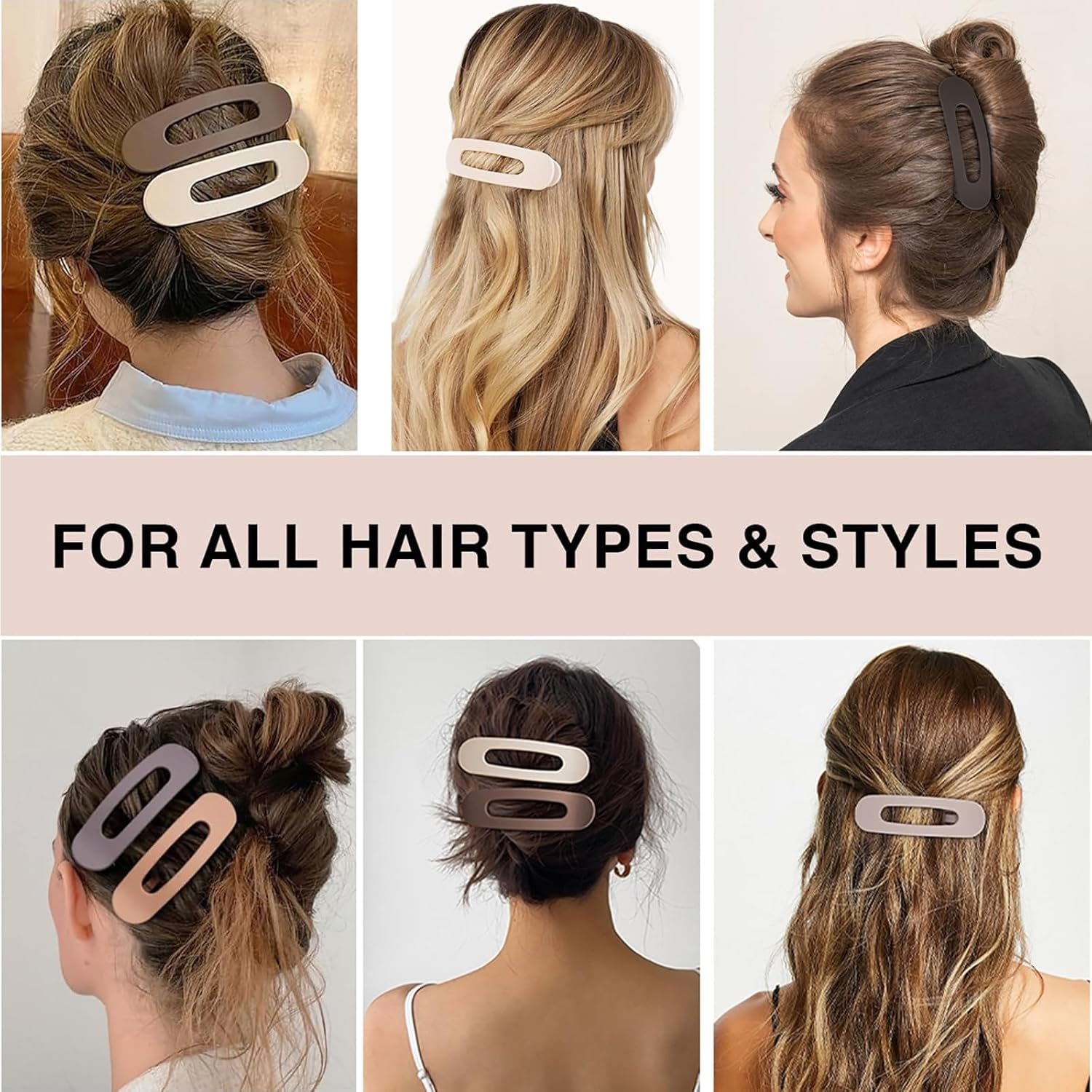 4 PCS Flat Claw Clips, Large Lay Flat Hair Clips for Women Girls, Strong Hold Non-Slip Hair Claws for Thick Thin Hair (Matte 3) - Matte 3 image number 3